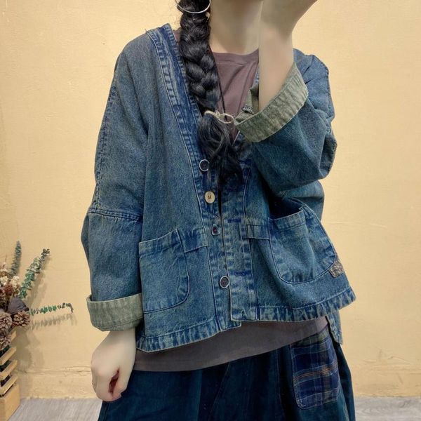 women's jackets women 2021 autumn casual denim coat ladies retro v-neck button patchwork vintage, Black;brown
women's jackets women 2021 autumn casual denim coat ladies retro v-neck button patchwork vintage, Black;brown