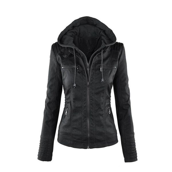 women's leather & faux jacket women 2021 basic coat female winter motorcycle pu hoodies outerwear da517, Black
women's leather & faux jacket women 2021 basic coat female winter motorcycle pu hoodies outerwear da517, Black