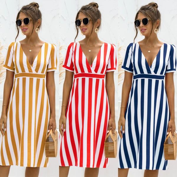 women's swimwear print v-neck stripe short sleeve dress summer cool breathable holiday party long loose quick dry, White;black
women's swimwear print v-neck stripe short sleeve dress summer cool breathable holiday party long loose quick dry, White;black