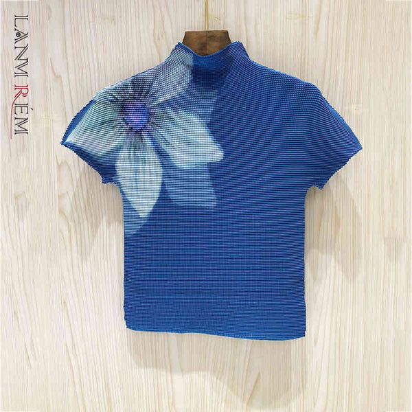 women pleanted blue printing big size t-shirt turtleneck short sleeve fashion tide summer 2e1464 210507, White
women pleanted blue printing big size t-shirt turtleneck short sleeve fashion tide summer 2e1464 210507, White