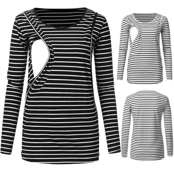 maternity & tees multi function nursing for pregnant women women's long sleeve side button striped breastfeeding, White
maternity & tees multi function nursing for pregnant women women's long sleeve side button striped breastfeeding, White
