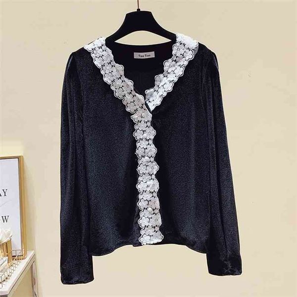 retro lace shirt v-neck velvet bottoming puff sleeve ladies long-sleeved autumn uk175 210506, White
retro lace shirt v-neck velvet bottoming puff sleeve ladies long-sleeved autumn uk175 210506, White