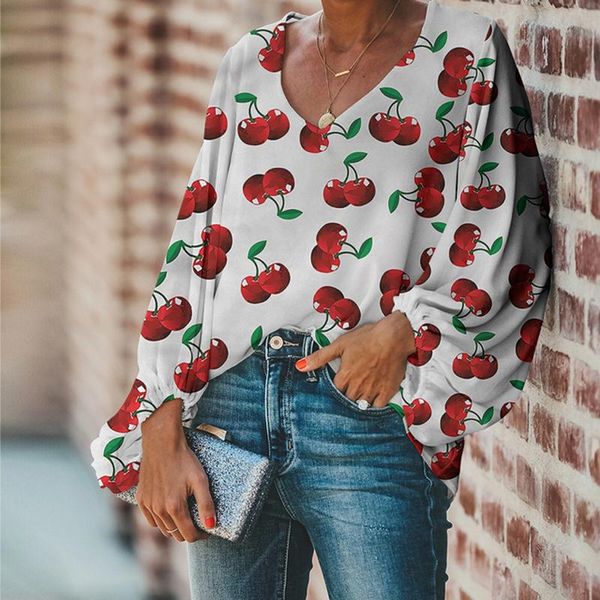 women's blouses & shirts chiffon blouse plus size women funny fruit cherry pattern ladies 2021 casual clothes blusa feminina, White
women's blouses & shirts chiffon blouse plus size women funny fruit cherry pattern ladies 2021 casual clothes blusa feminina, White