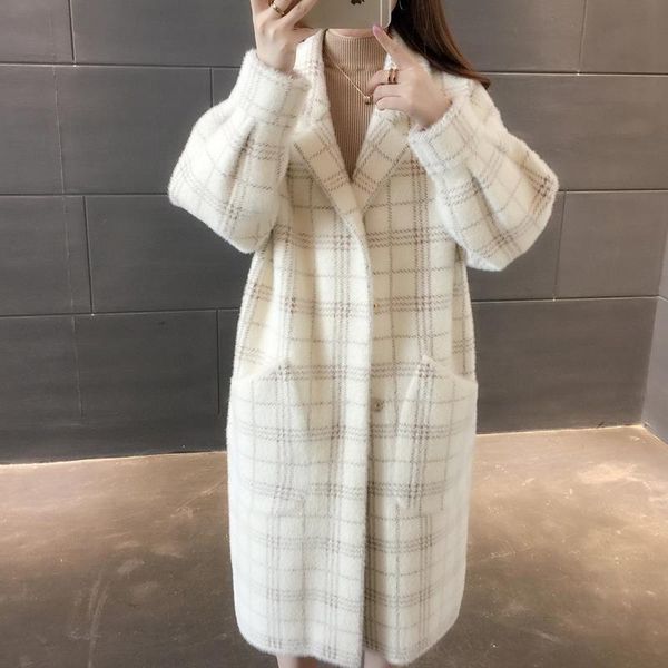 women's wool & blends imitation mink velvet coat for women autumn and winter 2021 loose plaid simple casual temperament lapel mid-lengt, Black
women's wool & blends imitation mink velvet coat for women autumn and winter 2021 loose plaid simple casual temperament lapel mid-lengt, Black