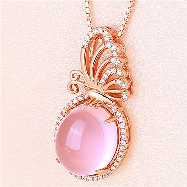 exquisite rose gold plated butterfly necklace natural pink gems crystal bridal wedding fine jewelry lover's xmas gifts pendant necklace, Silver
exquisite rose gold plated butterfly necklace natural pink gems crystal bridal wedding fine jewelry lover's xmas gifts pendant necklace, Silver