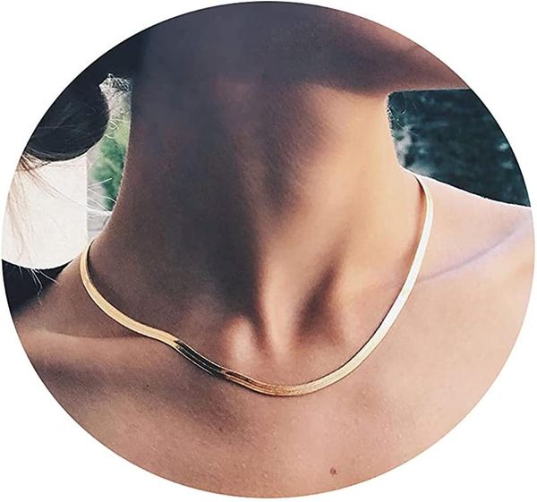 chokers 14k gold/silver plated snake chain necklace minimalist herringbone gold choker necklaces for women ladies, Golden;silver
chokers 14k gold/silver plated snake chain necklace minimalist herringbone gold choker necklaces for women ladies, Golden;silver