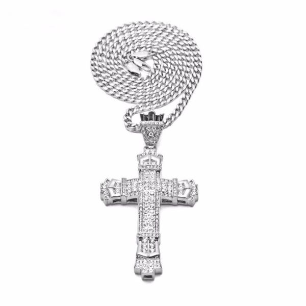 pendant necklaces hip hop alloy gold color cross necklace religious iced out rhinestone crucfix jewely for men cuban chain, Silver
pendant necklaces hip hop alloy gold color cross necklace religious iced out rhinestone crucfix jewely for men cuban chain, Silver