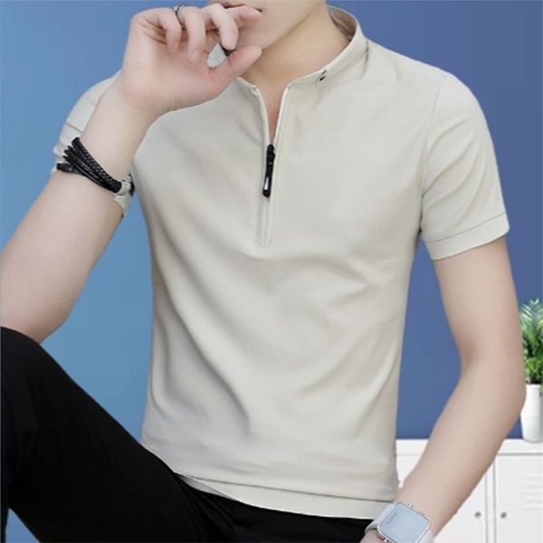 2021 new short sleeve t-shirt men's thin early spring stand collar zipper medium high collar sweater trend summer men's top, White;black
2021 new short sleeve t-shirt men's thin early spring stand collar zipper medium high collar sweater trend summer men's top, White;black