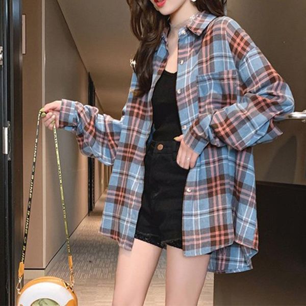 women's blouses & shirts spring autumn plaid womens and long sleeve loose checked 2021 female clothes outwear winter, White
women's blouses & shirts spring autumn plaid womens and long sleeve loose checked 2021 female clothes outwear winter, White