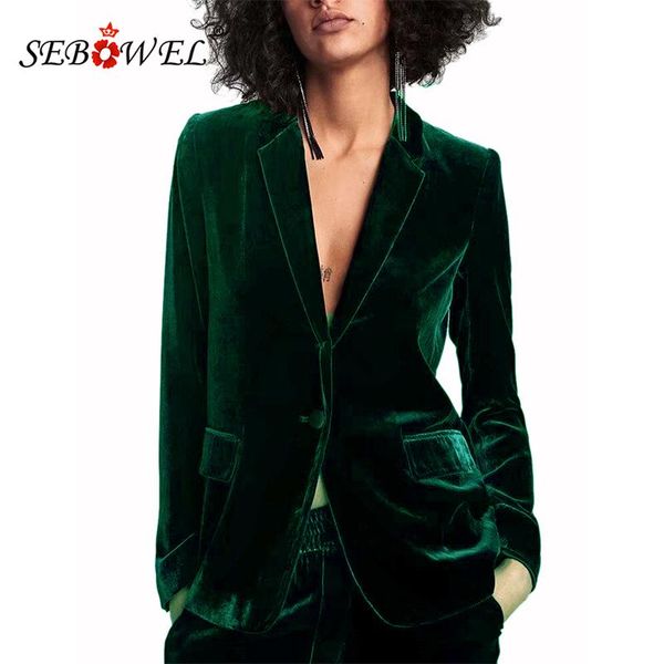 women's suits & blazers sebowel 2021 chic green velvet blazer women coat soft casual slim fit lapel office ladies jacket suit s, White;black
women's suits & blazers sebowel 2021 chic green velvet blazer women coat soft casual slim fit lapel office ladies jacket suit s, White;black