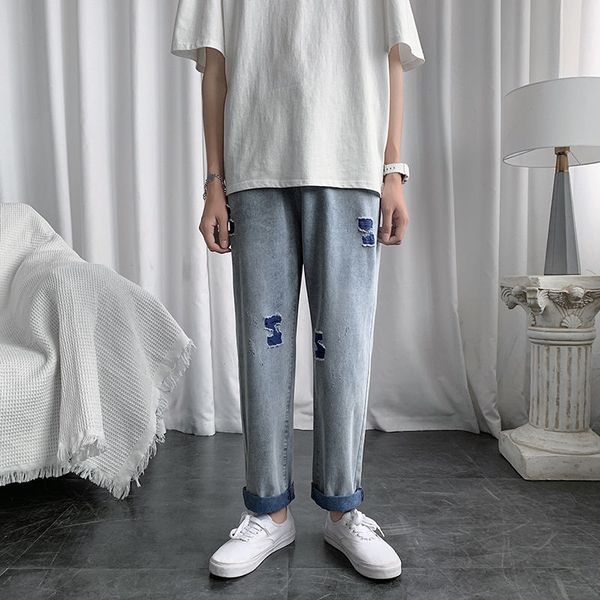 Ripped Straight Jeans Mens Fashion Washed Casual Retro Jeans Men Streetwear Loose Hip-hop Hole Denim Pants Summer M-5XL, Blue w2004
Ripped Straight Jeans Mens Fashion Washed Casual Retro Jeans Men Streetwear Loose Hip-hop Hole Denim Pants Summer M-5XL, Blue w2004