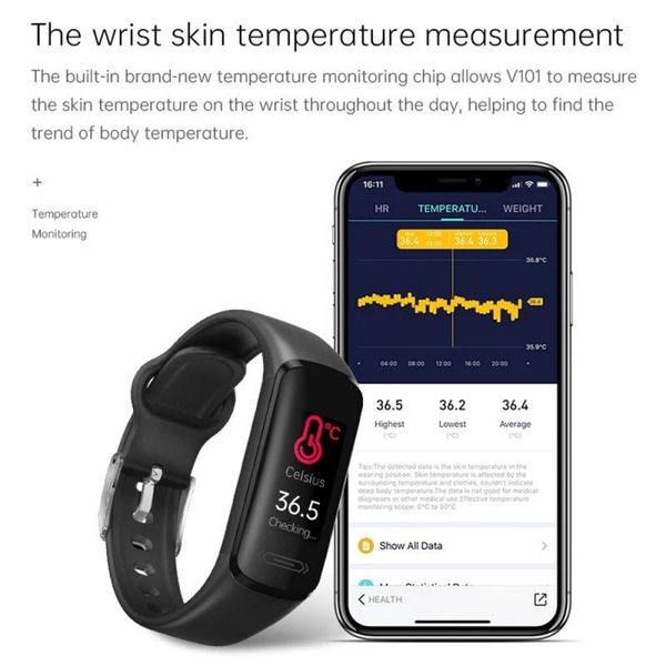 smart wristbands v101 wristband blood pressure body temperature heart rate detection call reminder ip68 waterproof pedometer watch
smart wristbands v101 wristband blood pressure body temperature heart rate detection call reminder ip68 waterproof pedometer watch