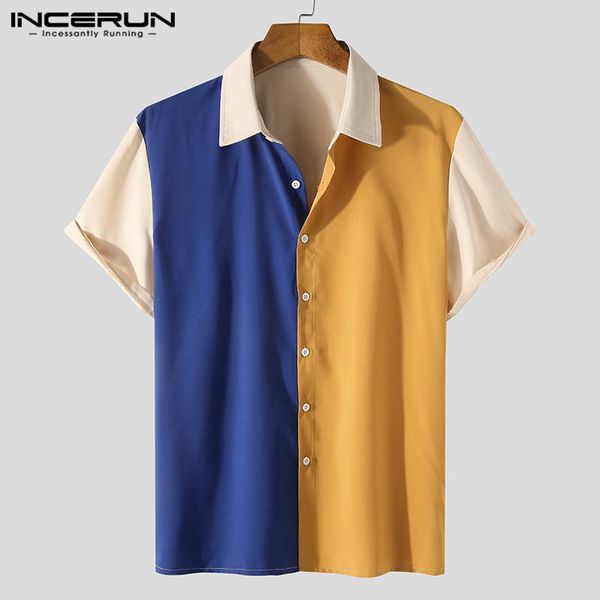 men patchwork shirt lapel short sleeve streetwear summer casual hawaiian shirts button fashion camisas clothing men's, White;black
men patchwork shirt lapel short sleeve streetwear summer casual hawaiian shirts button fashion camisas clothing men's, White;black