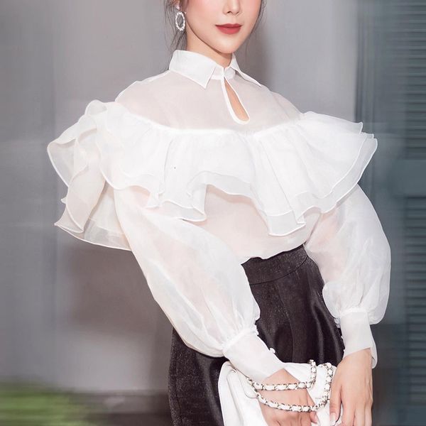 hoodie see through patchwork ruffle shirt for women lapel lantern long sleeve white elegant blouse female 2021 spring, Black
hoodie see through patchwork ruffle shirt for women lapel lantern long sleeve white elegant blouse female 2021 spring, Black