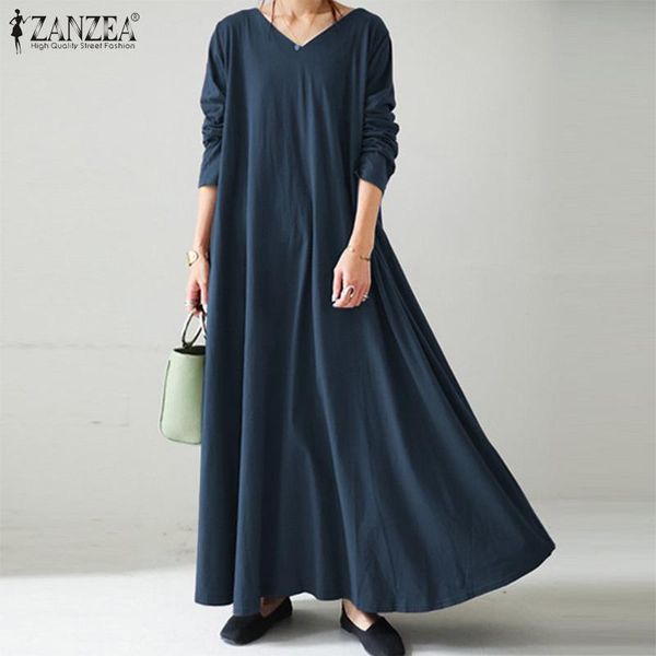 plus size elegant solid maxi dress women's spring sundress zanzea 2021 casual long sleeve vestidos female v neck robe femme 5xl dresses, Black;gray
plus size elegant solid maxi dress women's spring sundress zanzea 2021 casual long sleeve vestidos female v neck robe femme 5xl dresses, Black;gray