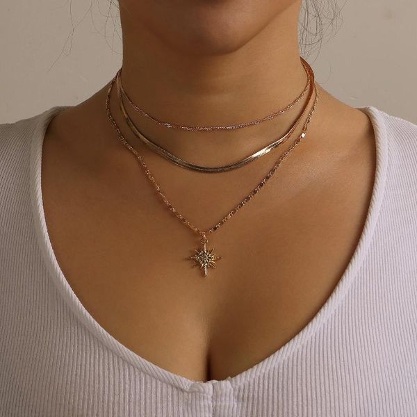 pendant necklaces multi-layer fashion geometric satr shape necklace for women personality creative short choker snake jewelry, Silver
pendant necklaces multi-layer fashion geometric satr shape necklace for women personality creative short choker snake jewelry, Silver