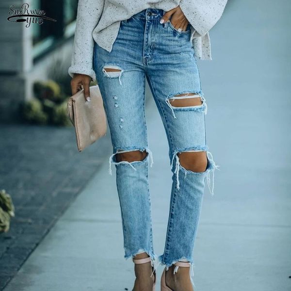 women's jeans summer ripped hole straight jean ladies plus size full length slim denim street hip hop casual for women 15320, Blue
women's jeans summer ripped hole straight jean ladies plus size full length slim denim street hip hop casual for women 15320, Blue