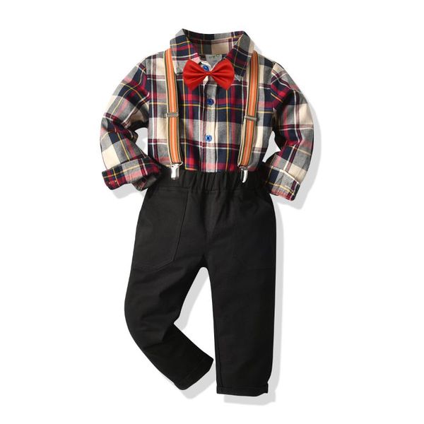 family matching outfits boys plaid shirt collar section overalls gentleman's 4pcs suit small and medium-sized children spring autumn ca, Blue
family matching outfits boys plaid shirt collar section overalls gentleman's 4pcs suit small and medium-sized children spring autumn ca, Blue