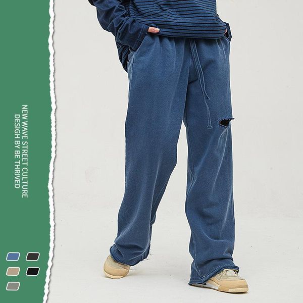 men's pants mens streetwear spring washed ripped loose sweatpants autumn woman dance hip hop trousers casual grey men fashion clothes, Black
men's pants mens streetwear spring washed ripped loose sweatpants autumn woman dance hip hop trousers casual grey men fashion clothes, Black