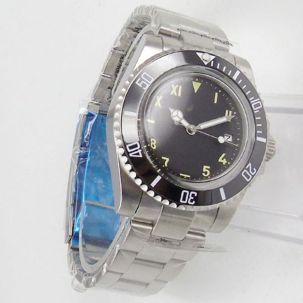 wristwatches 40mm sterile dial domed glass date mechanical brushed strap miyota 8215 ceramic bezel automatic men's wristwatch, Slivery;brown
wristwatches 40mm sterile dial domed glass date mechanical brushed strap miyota 8215 ceramic bezel automatic men's wristwatch, Slivery;brown