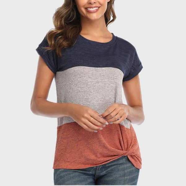 women's t-shirt women o-neck tees knot cotton tee for lady striped casual short sleeve summer shirts, White
women's t-shirt women o-neck tees knot cotton tee for lady striped casual short sleeve summer shirts, White