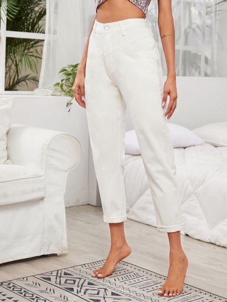 high waisted slant pocket jeans 75kz#, Blue