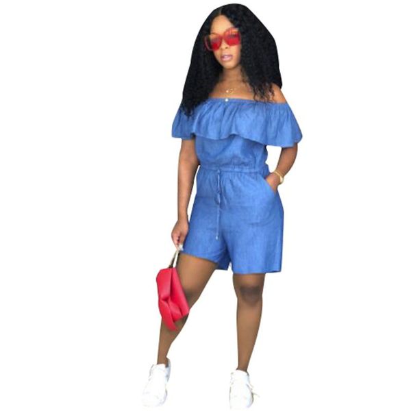 women's jumpsuits & rompers party ladies denim romper off shoulder women overalls bandage solid clothes 2021, Black;white
women's jumpsuits & rompers party ladies denim romper off shoulder women overalls bandage solid clothes 2021, Black;white