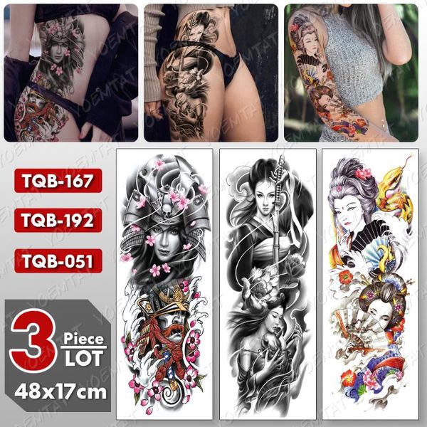 temporary tattoos 3 pcs/lot large arm sleeve tattoo geisha cherry blossoms waterproof tatto sticker leg body art full fake tatoo women
temporary tattoos 3 pcs/lot large arm sleeve tattoo geisha cherry blossoms waterproof tatto sticker leg body art full fake tatoo women