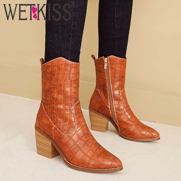 wetkiss snake skin pu western ankle boots women cuban heel high booties pointed toe shoes female emboss shoes ladies winter 210630, Black
wetkiss snake skin pu western ankle boots women cuban heel high booties pointed toe shoes female emboss shoes ladies winter 210630, Black