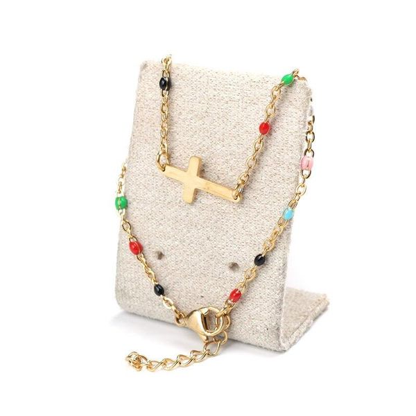 charm bracelets fashion stainless steel boho color enamel beads with gold cross bracelet girl couple jewelry birthday party gift, Golden;silver
charm bracelets fashion stainless steel boho color enamel beads with gold cross bracelet girl couple jewelry birthday party gift, Golden;silver