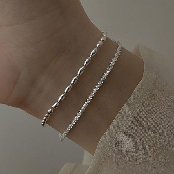 link, chain fashion silver double layer bracelet beads exquisite simple women fine jewelry accessories christmas gifts wholesale, Black
link, chain fashion silver double layer bracelet beads exquisite simple women fine jewelry accessories christmas gifts wholesale, Black