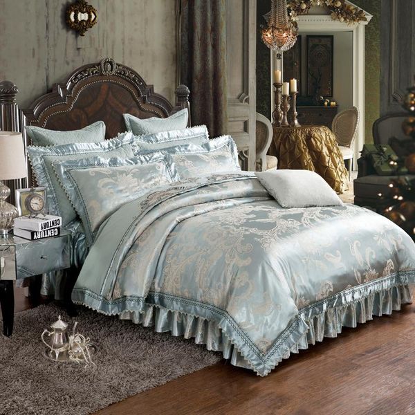 thick bed skirt set luxury satin jacquard bedding sets king size duvet cover spread bedclothes pillowcases
thick bed skirt set luxury satin jacquard bedding sets king size duvet cover spread bedclothes pillowcases