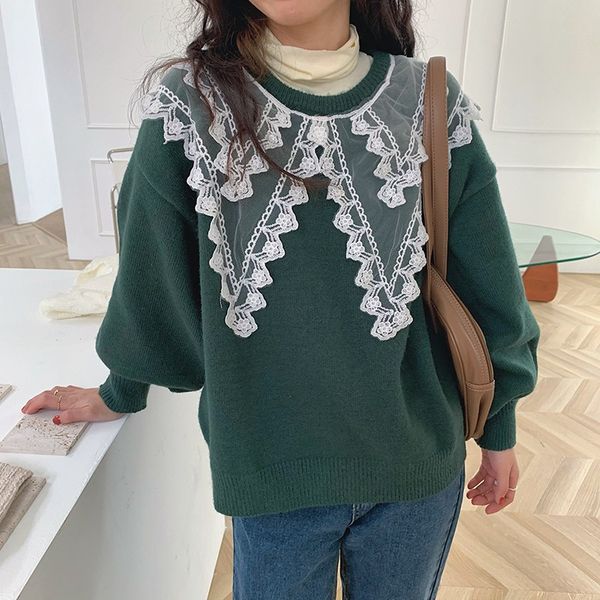 2 colors korean style knitted sweaters women loose lace patchwork lantern long sleeve warm sweater female jumpers (b9130, White;black
2 colors korean style knitted sweaters women loose lace patchwork lantern long sleeve warm sweater female jumpers (b9130, White;black