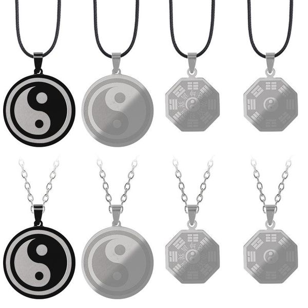 pendant necklaces 2021 men's necklace tai chi yin yang gossip titanium steel chain black leather rope customizable jewelry gift, Silver
pendant necklaces 2021 men's necklace tai chi yin yang gossip titanium steel chain black leather rope customizable jewelry gift, Silver