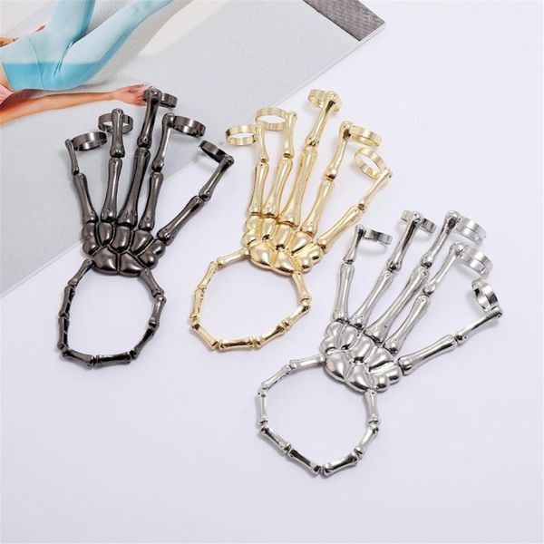 charm bracelets halloween skeleton bracelet metal gothic punk skull finger ring wristband adjustable women bone hand, Golden;silver
charm bracelets halloween skeleton bracelet metal gothic punk skull finger ring wristband adjustable women bone hand, Golden;silver