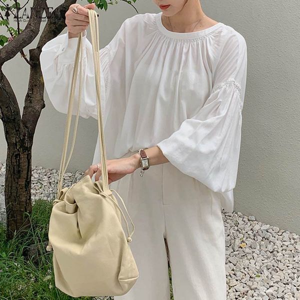 blouses women's spring blouse 2021 elegant puff sleeve shirts casual hollow o neck female solid blusas oversized tunic 5xl, White
blouses women's spring blouse 2021 elegant puff sleeve shirts casual hollow o neck female solid blusas oversized tunic 5xl, White