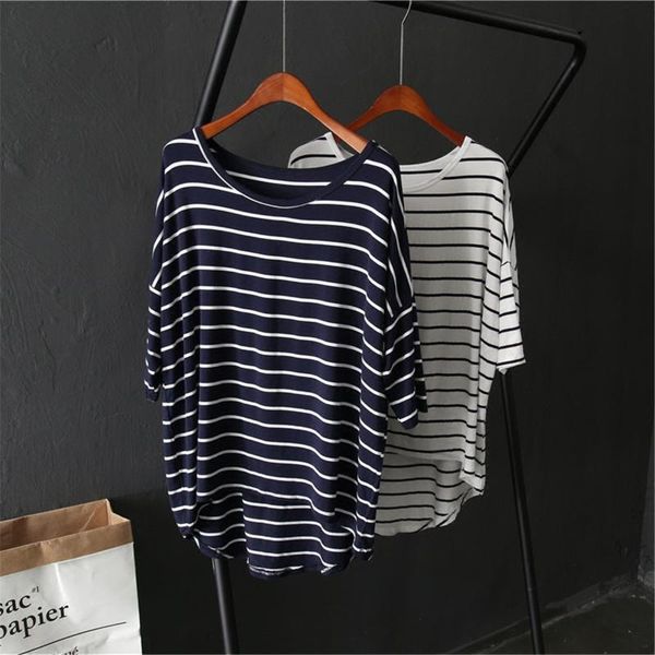 women's t-shirt oversized modal women t-shirts 2021 summer o-neck striped loose casual all match female pulls tees, White
women's t-shirt oversized modal women t-shirts 2021 summer o-neck striped loose casual all match female pulls tees, White