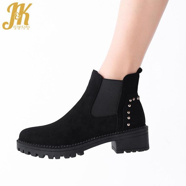 boots jk thick heels ankle women round toe flokc footwear rivet female boot casual girl platform shoes 2021 autumn, Black
boots jk thick heels ankle women round toe flokc footwear rivet female boot casual girl platform shoes 2021 autumn, Black
