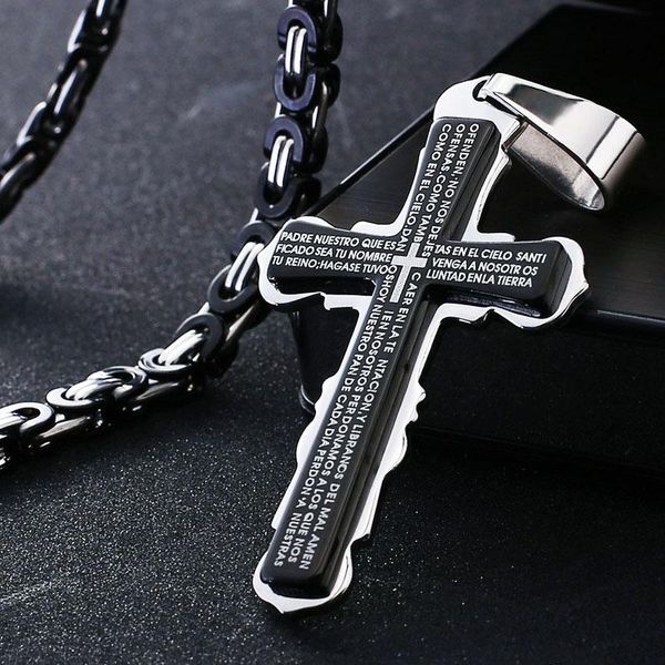 pendant necklaces catholic spanish bible cross pendants stainless steel byzantine link chain prayer necklace jewelry, Silver
pendant necklaces catholic spanish bible cross pendants stainless steel byzantine link chain prayer necklace jewelry, Silver