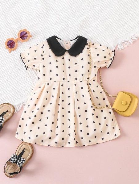baby polka dot puff sleeve peter-pan collar fold pleated hem dress she, Red;yellow
baby polka dot puff sleeve peter-pan collar fold pleated hem dress she, Red;yellow