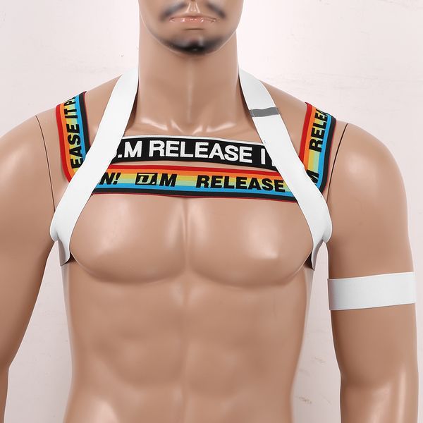 mens fashion letters wide elastic shoulder body chest harness belt shoulder support muscle strap with armband club wear costumes, Black;white
mens fashion letters wide elastic shoulder body chest harness belt shoulder support muscle strap with armband club wear costumes, Black;white