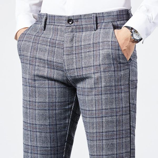 men's suits & blazers business men plaid pants formal office suit male trousers straight slim fit dress clothing spring 2021, White;black
men's suits & blazers business men plaid pants formal office suit male trousers straight slim fit dress clothing spring 2021, White;black