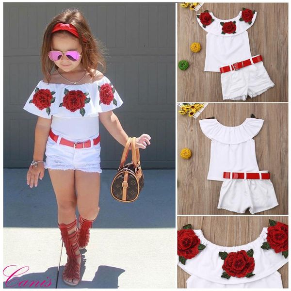 clothing sets toddler baby girl clothes flower off shoulder ruffled +denim ripped shorts 2pcs outfits summer, White
clothing sets toddler baby girl clothes flower off shoulder ruffled +denim ripped shorts 2pcs outfits summer, White