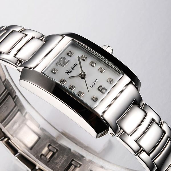 wristwatches switzerland nesun japan quartz movement women's watches waterproof square clock diamond ladies's n6321, Slivery;brown
wristwatches switzerland nesun japan quartz movement women's watches waterproof square clock diamond ladies's n6321, Slivery;brown
