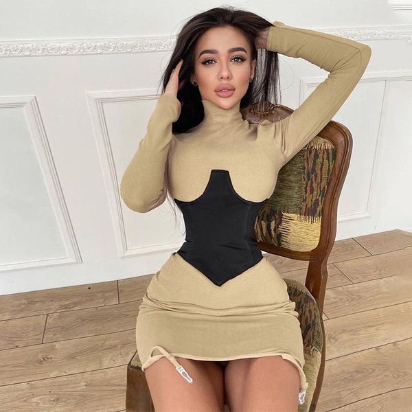 casual dresses skmy autumn clothes women turtleneck long sleeve dress solid color lace-up satin corset party club outfits, Black;gray
casual dresses skmy autumn clothes women turtleneck long sleeve dress solid color lace-up satin corset party club outfits, Black;gray