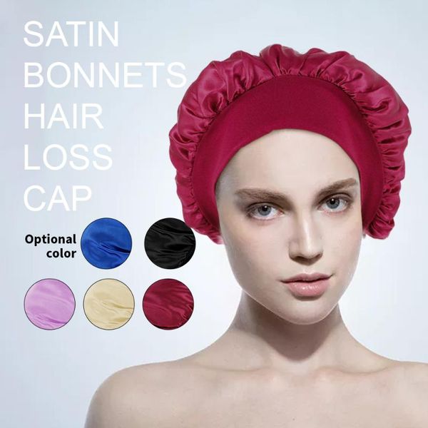 shower caps fasion satin silky bonnet sleep cap with premium elastic band for women solid color head wrap brimmed nightcap night hat
shower caps fasion satin silky bonnet sleep cap with premium elastic band for women solid color head wrap brimmed nightcap night hat