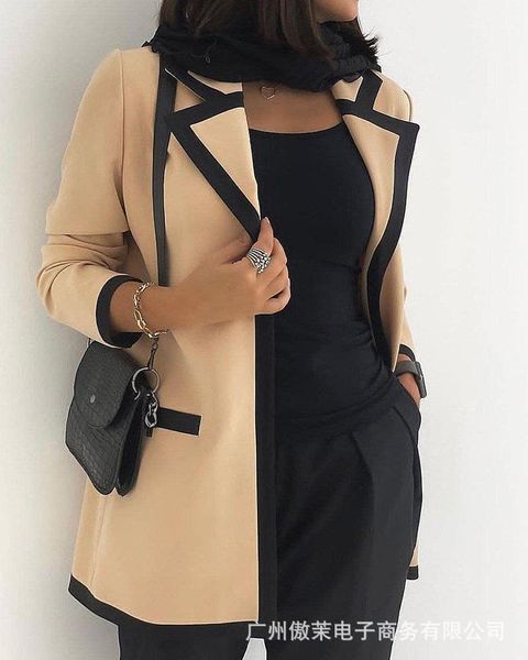 women's suits & blazers slim fitting suit coat fashion collar color block elegant work clothes autumn khaki long sleeve lapel, White;black
women's suits & blazers slim fitting suit coat fashion collar color block elegant work clothes autumn khaki long sleeve lapel, White;black