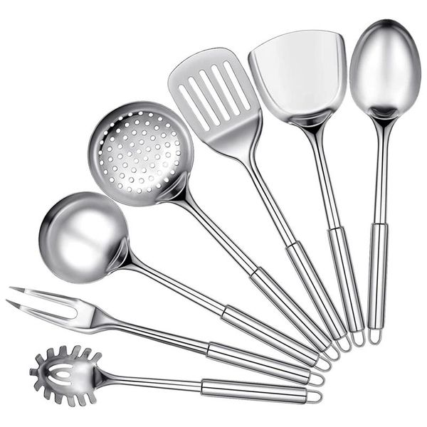 spoons 7 pieces stainless steel kitchen utensils set cooking includes slotted spoon soup ladle serving fork
spoons 7 pieces stainless steel kitchen utensils set cooking includes slotted spoon soup ladle serving fork