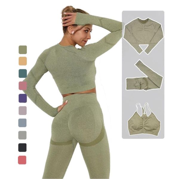sports suit outfit fitness set wear high waist gym seamless workout clothes 2021 long sleeve 3 piece yoga sets for women
sports suit outfit fitness set wear high waist gym seamless workout clothes 2021 long sleeve 3 piece yoga sets for women