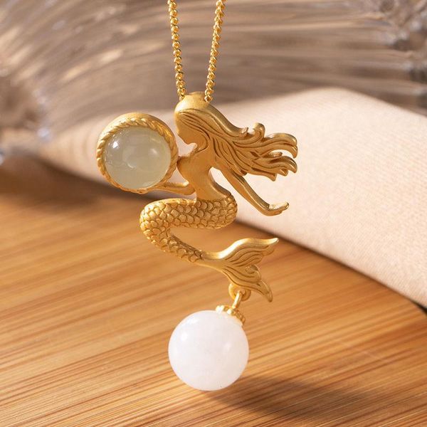 mermaid pendant necklace sterling silver gold plated hetian jade sapphire round zhuhai daughter clavicle chain
mermaid pendant necklace sterling silver gold plated hetian jade sapphire round zhuhai daughter clavicle chain